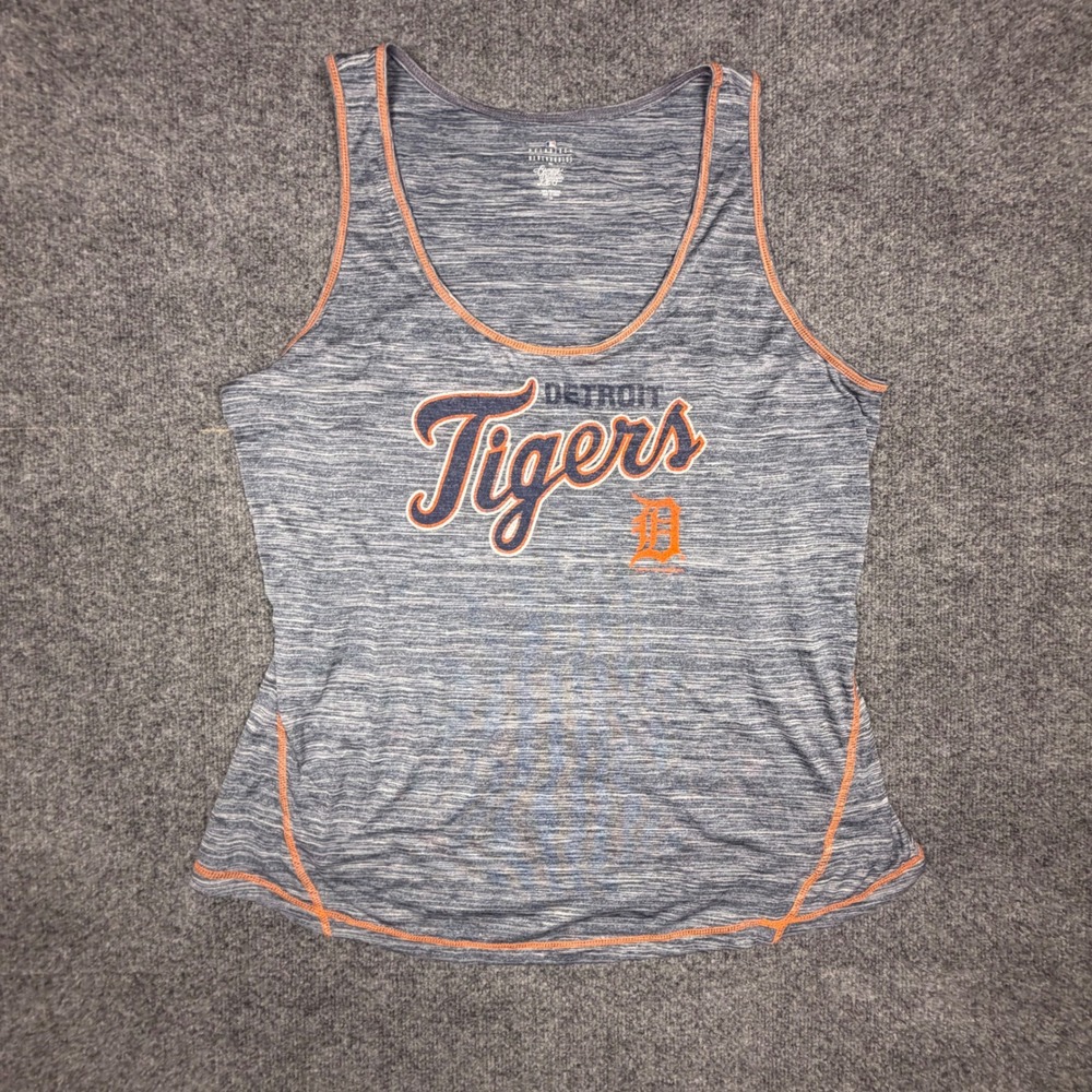 Detroit Tigers MLB Campus Lifestyle Womens 1X Tank Top Blue Orange Space Dye